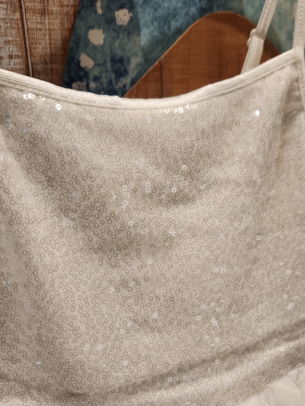 NWT Zenzi Girls White Sequin Top Dress w/flowers On Bottom Sz S(6/7) - Picture 3 of 7